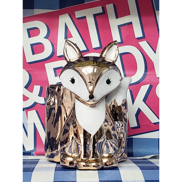 BBW Rose Gold Fox & Tree Stump Design Foaming Soap Holder Bathroom Sink Decor - Picture 1 of 4